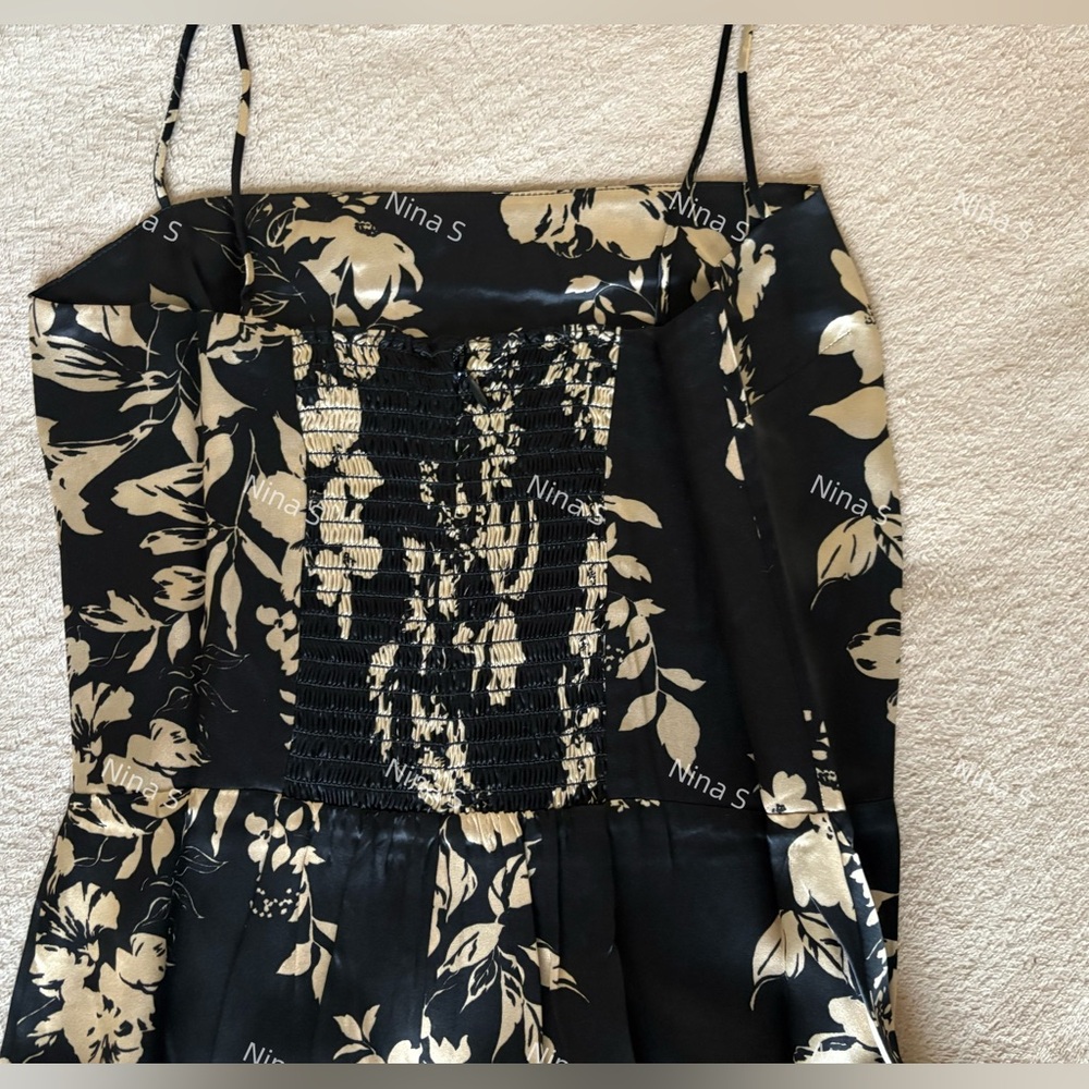 Reformation Black and Cream Floral Slip Midi Dress - Picture 6 of 6